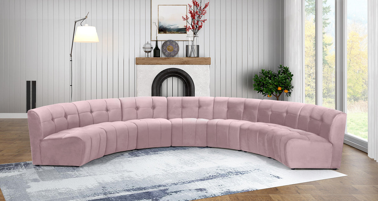 Limitless Pink Velvet 7pc. Modular Sectional - galleria furniture outlet