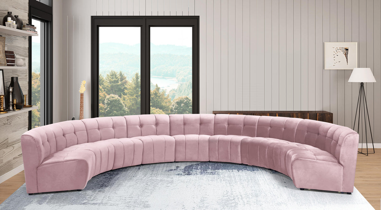 Limitless Pink Velvet 9pc. Modular Sectional - galleria furniture outlet