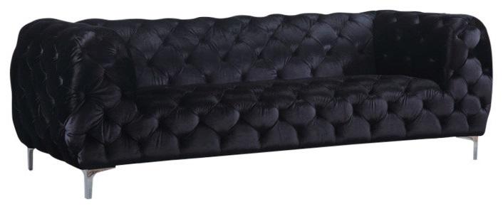 Mercer Black Velvet Sofa - galleria furniture outlet