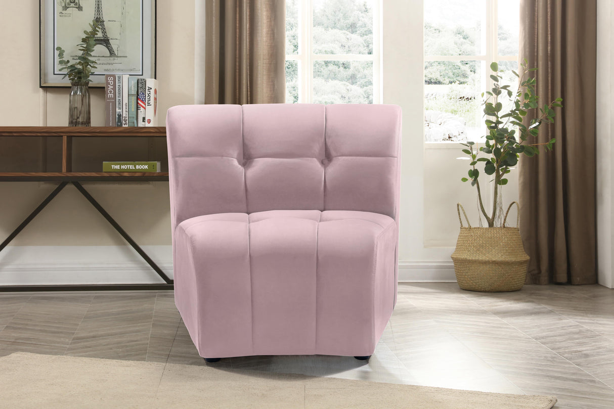 Limitless Pink Velvet Modular Chair - galleria furniture outlet