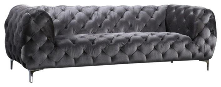 Mercer Grey Velvet Sofa - galleria furniture outlet
