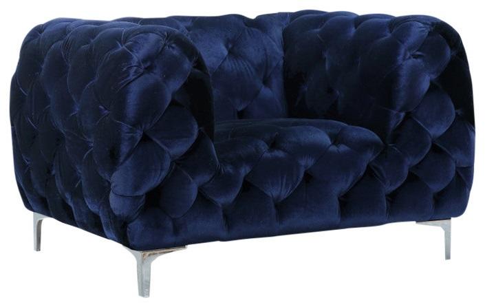 Mercer Navy Velvet Chair - galleria furniture outlet