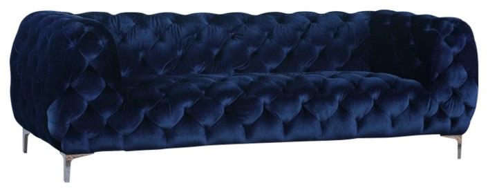 Mercer Navy Velvet Sofa - galleria furniture outlet