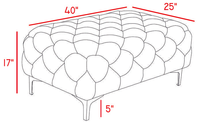 Mercer Grey Velvet Ottoman - galleria furniture outlet