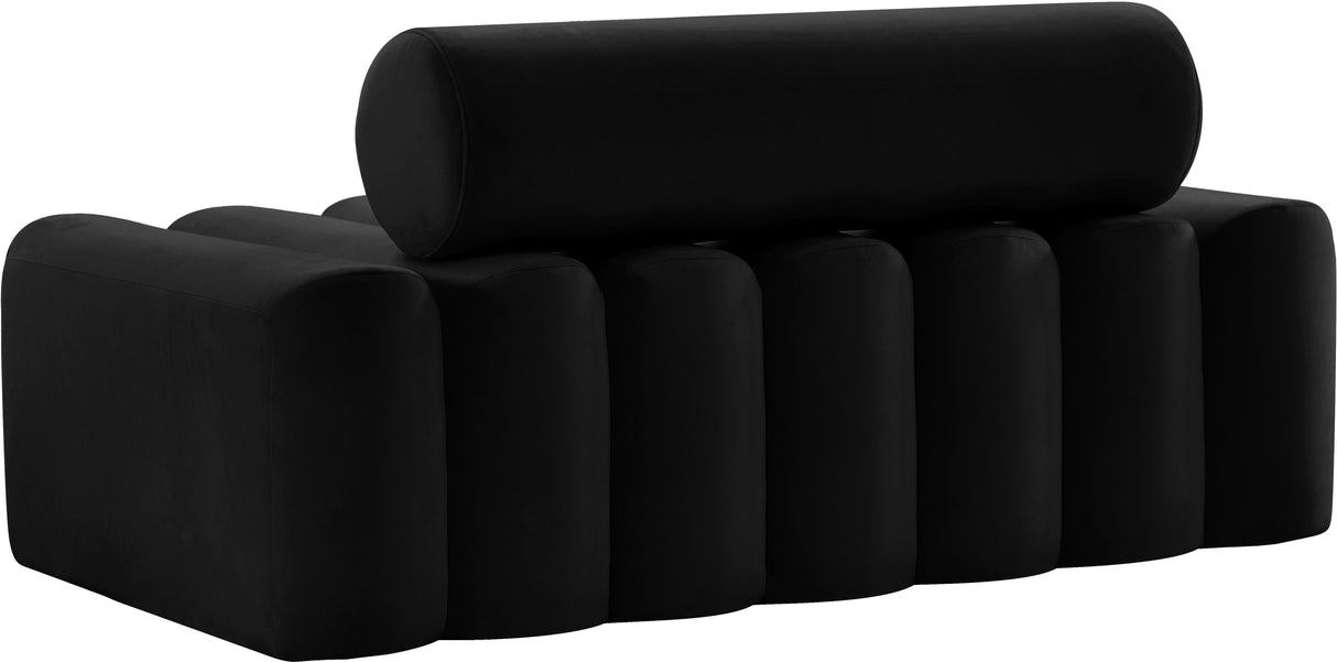 Melody Black Velvet Loveseat - galleria furniture outlet