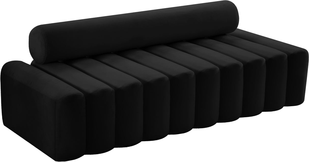 Melody Black Velvet Sofa - galleria furniture outlet