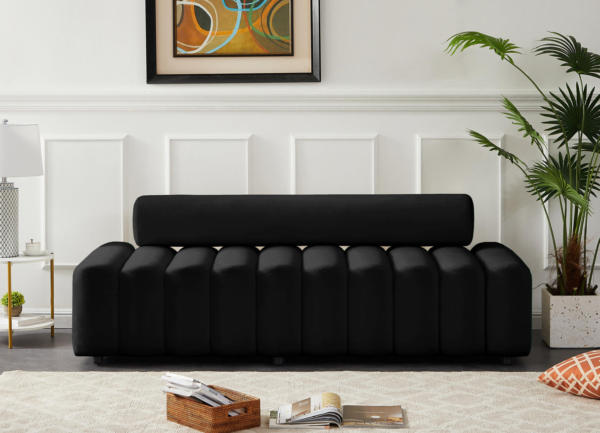 Melody Black Velvet Sofa - galleria furniture outlet