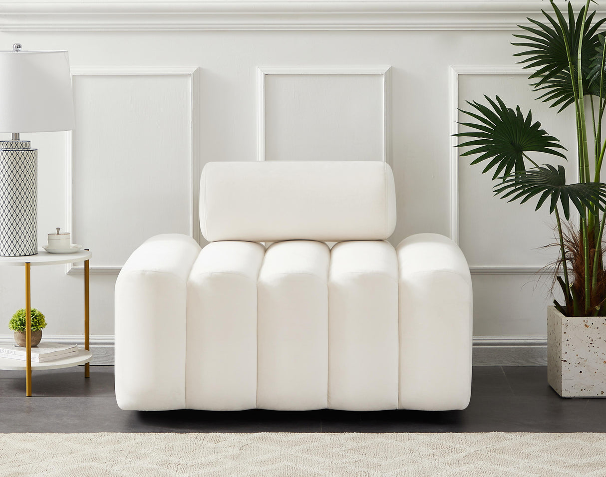 Melody Cream Velvet Chair - galleria furniture outlet