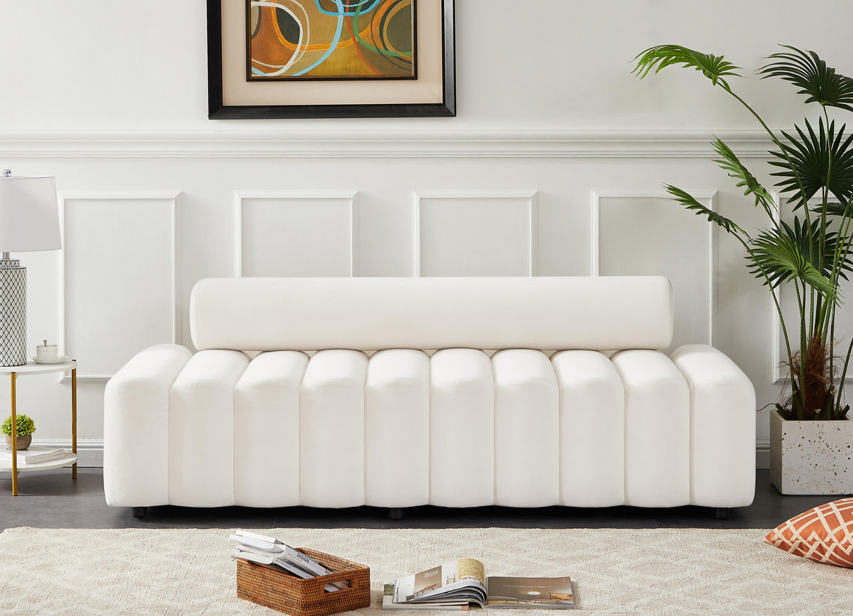 Melody Cream Velvet Sofa - galleria furniture outlet