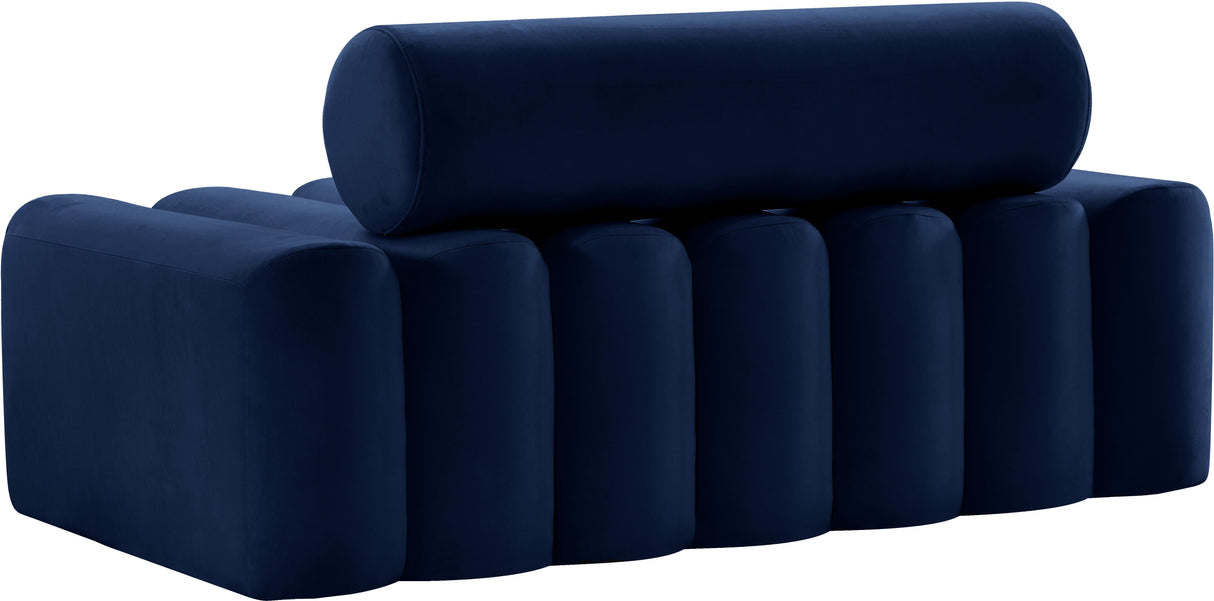 Melody Navy Velvet Loveseat - galleria furniture outlet