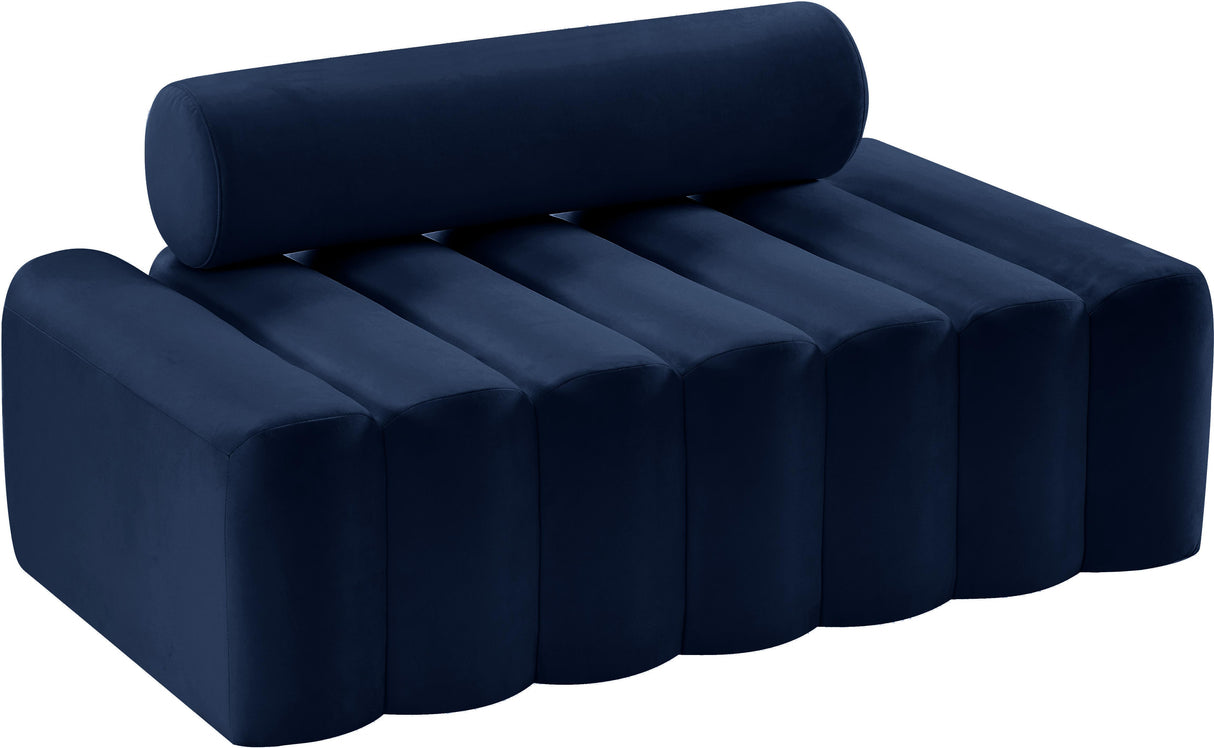 Melody Navy Velvet Loveseat - galleria furniture outlet