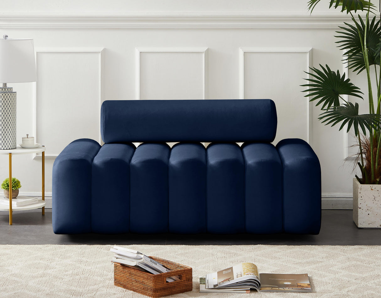 Melody Navy Velvet Loveseat - galleria furniture outlet