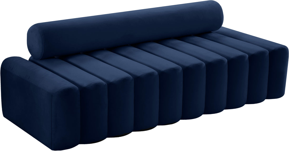 Melody Navy Velvet Sofa - galleria furniture outlet