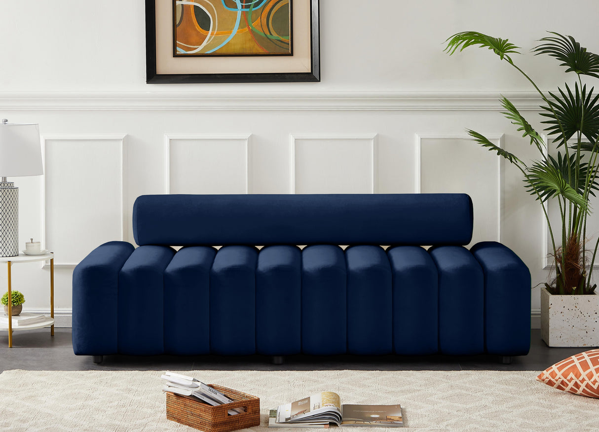 Melody Navy Velvet Sofa - galleria furniture outlet