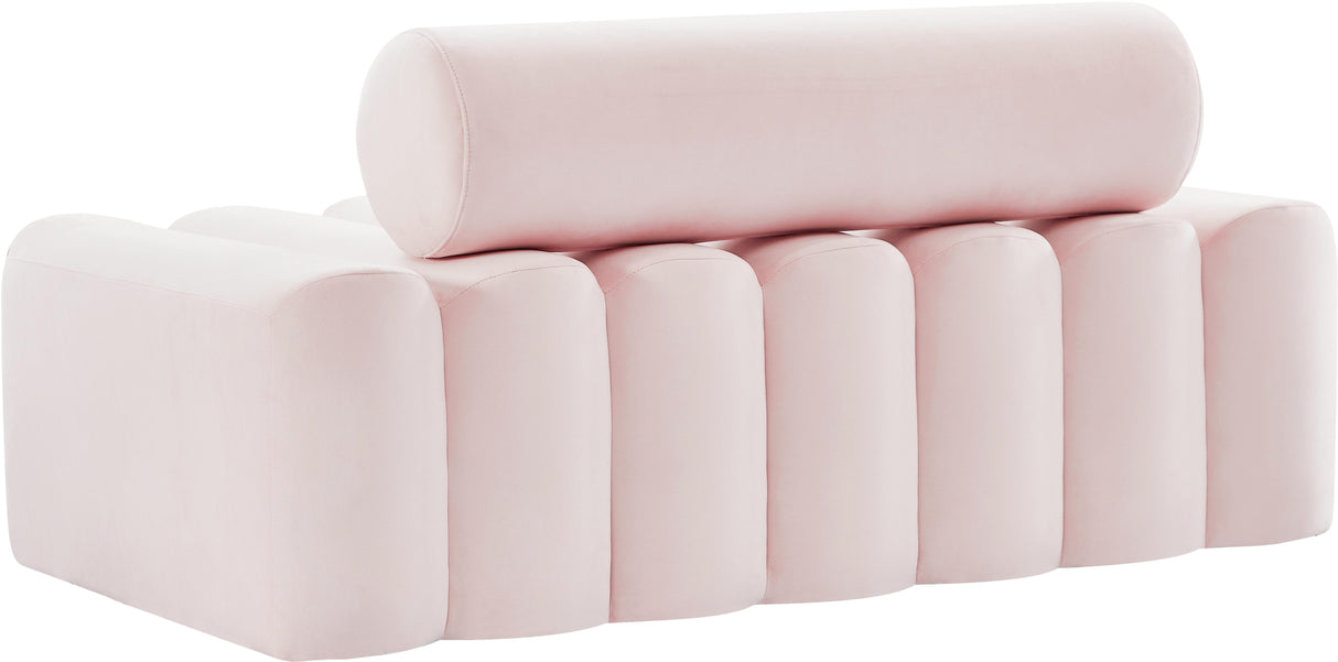 Melody Pink Velvet Loveseat - galleria furniture outlet