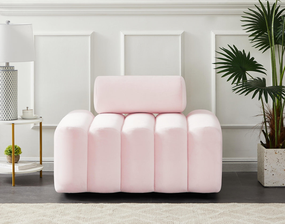 Melody Pink Velvet Chair - galleria furniture outlet