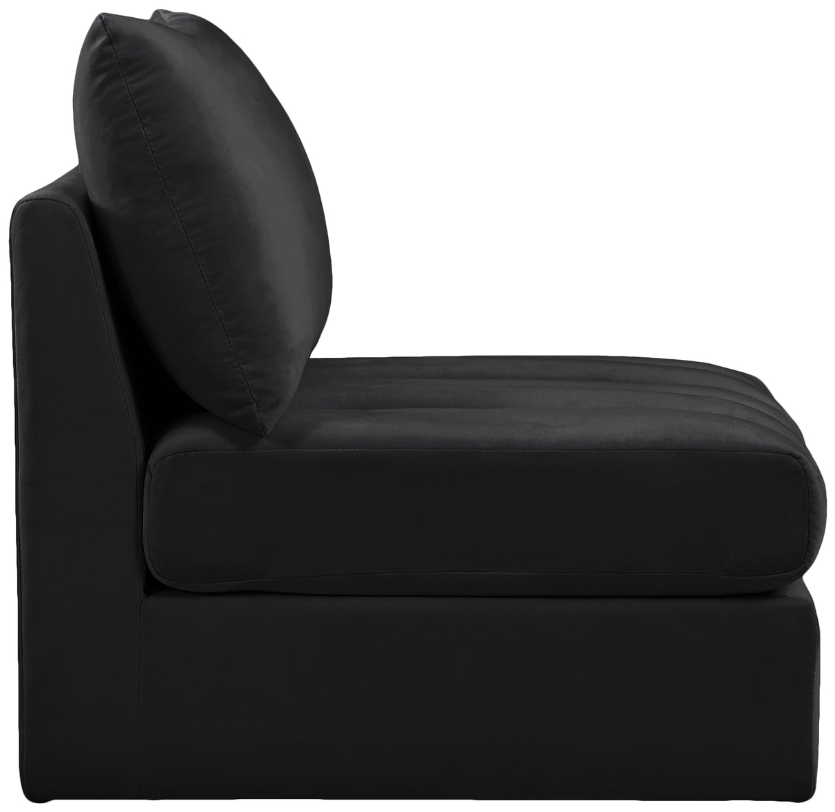 Jacob Black Velvet Armless - galleria furniture outlet