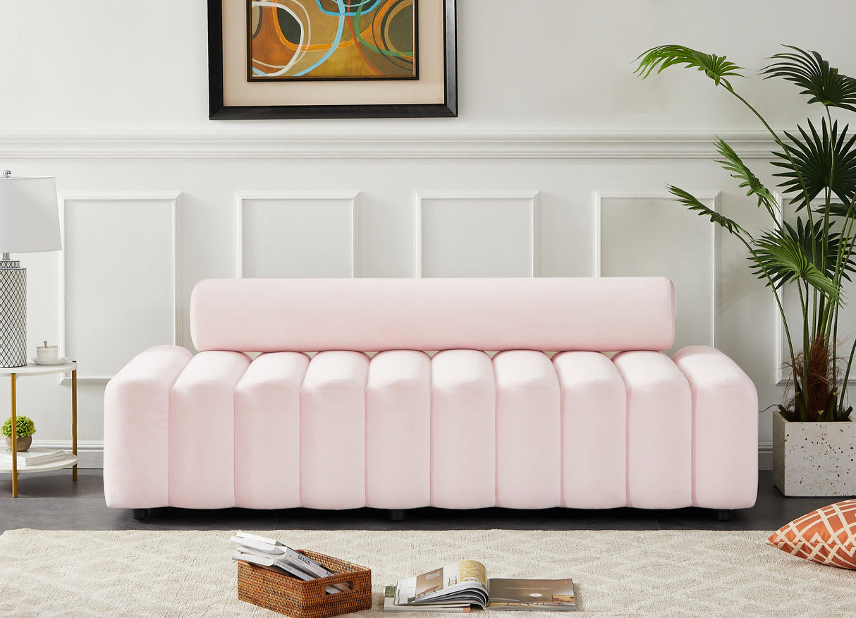 Melody Pink Velvet Sofa - galleria furniture outlet