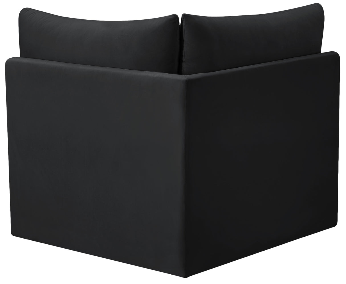 Jacob Black Velvet Corner - galleria furniture outlet