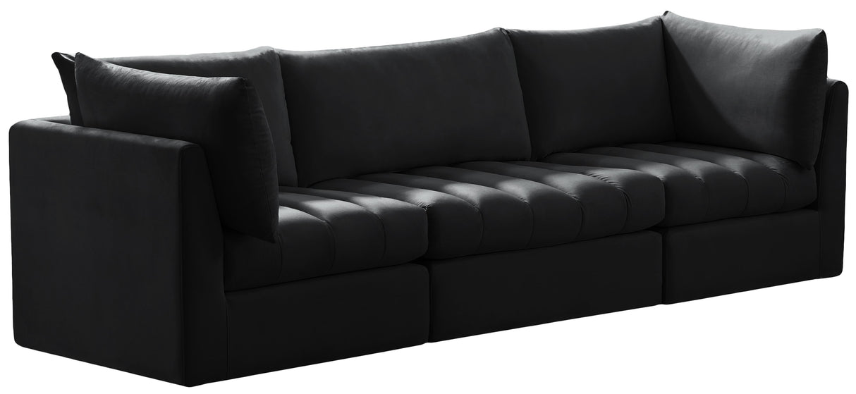 Jacob Black Velvet Modular Sofa - galleria furniture outlet