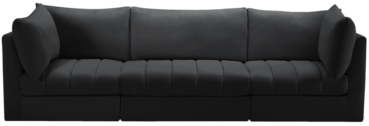 Jacob Black Velvet Modular Sofa - galleria furniture outlet