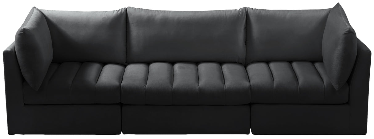 Jacob Black Velvet Modular Sofa - galleria furniture outlet