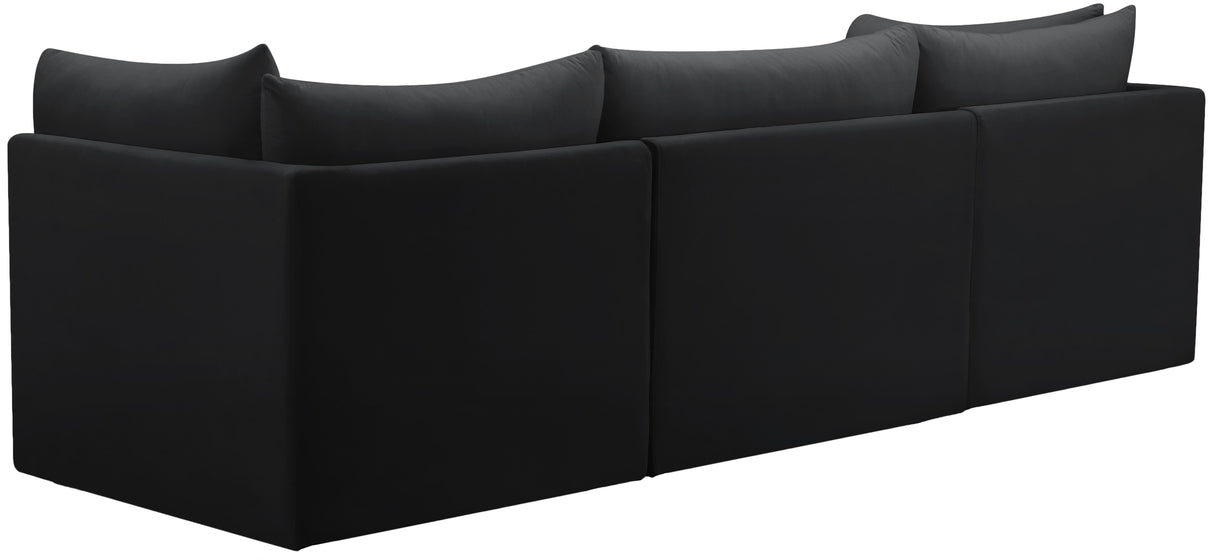 Jacob Black Velvet Modular Sofa - galleria furniture outlet