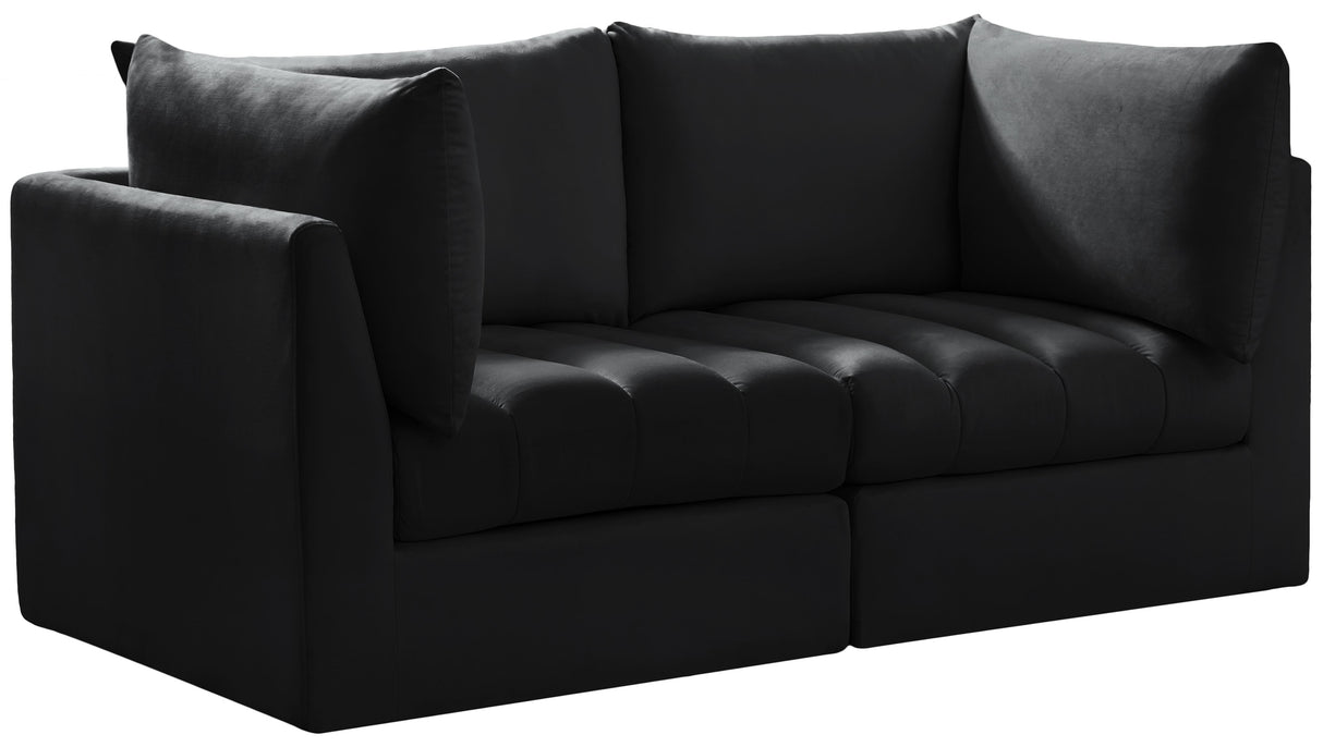 Jacob Black Velvet Modular Sofa - galleria furniture outlet