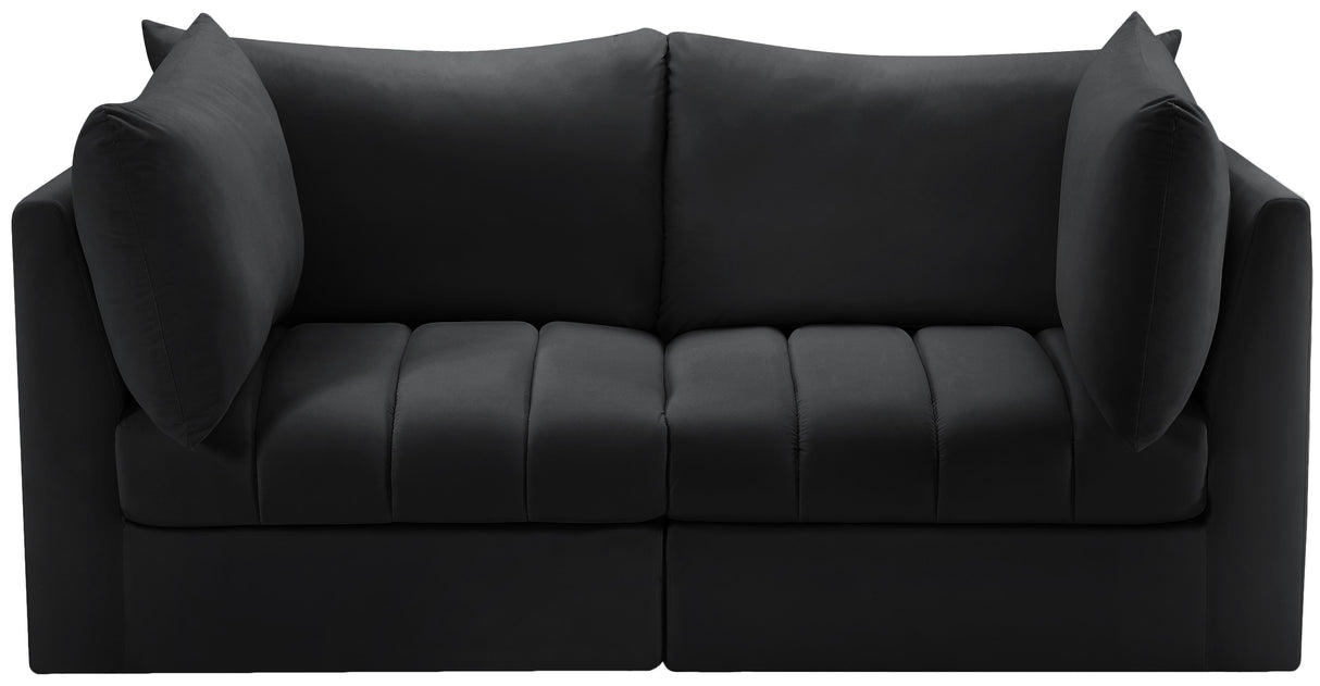 Jacob Black Velvet Modular Sofa - galleria furniture outlet