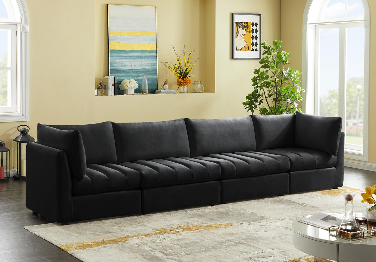 Jacob Black Velvet Modular Sofa - galleria furniture outlet