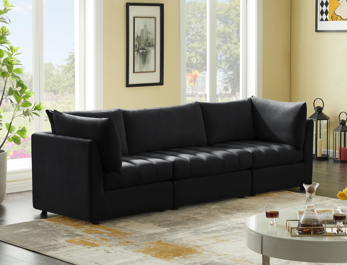 Jacob Black Velvet Modular Sofa - galleria furniture outlet