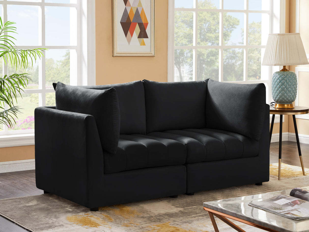Jacob Black Velvet Modular Sofa - galleria furniture outlet
