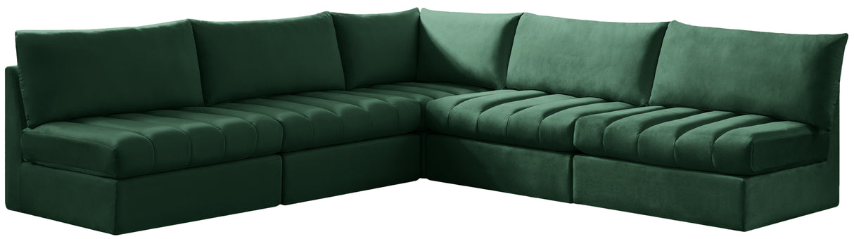 Jacob Green Velvet Modular Sectional - galleria furniture outlet