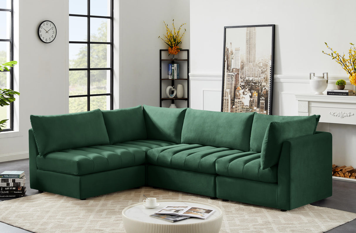 Jacob Green Velvet Modular Sectional - galleria furniture outlet