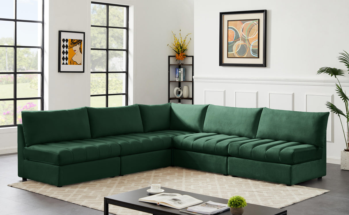 Jacob Green Velvet Modular Sectional - galleria furniture outlet