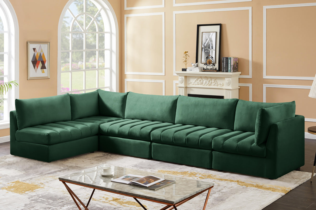 Jacob Green Velvet Modular Sectional - galleria furniture outlet
