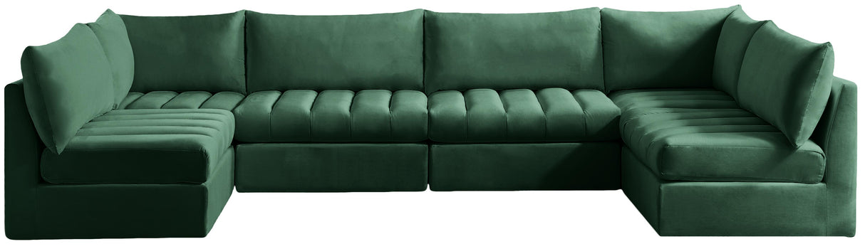 Jacob Green Velvet Modular Sectional - galleria furniture outlet