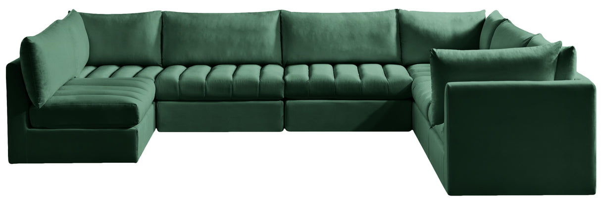 Jacob Green Velvet Modular Sectional - galleria furniture outlet