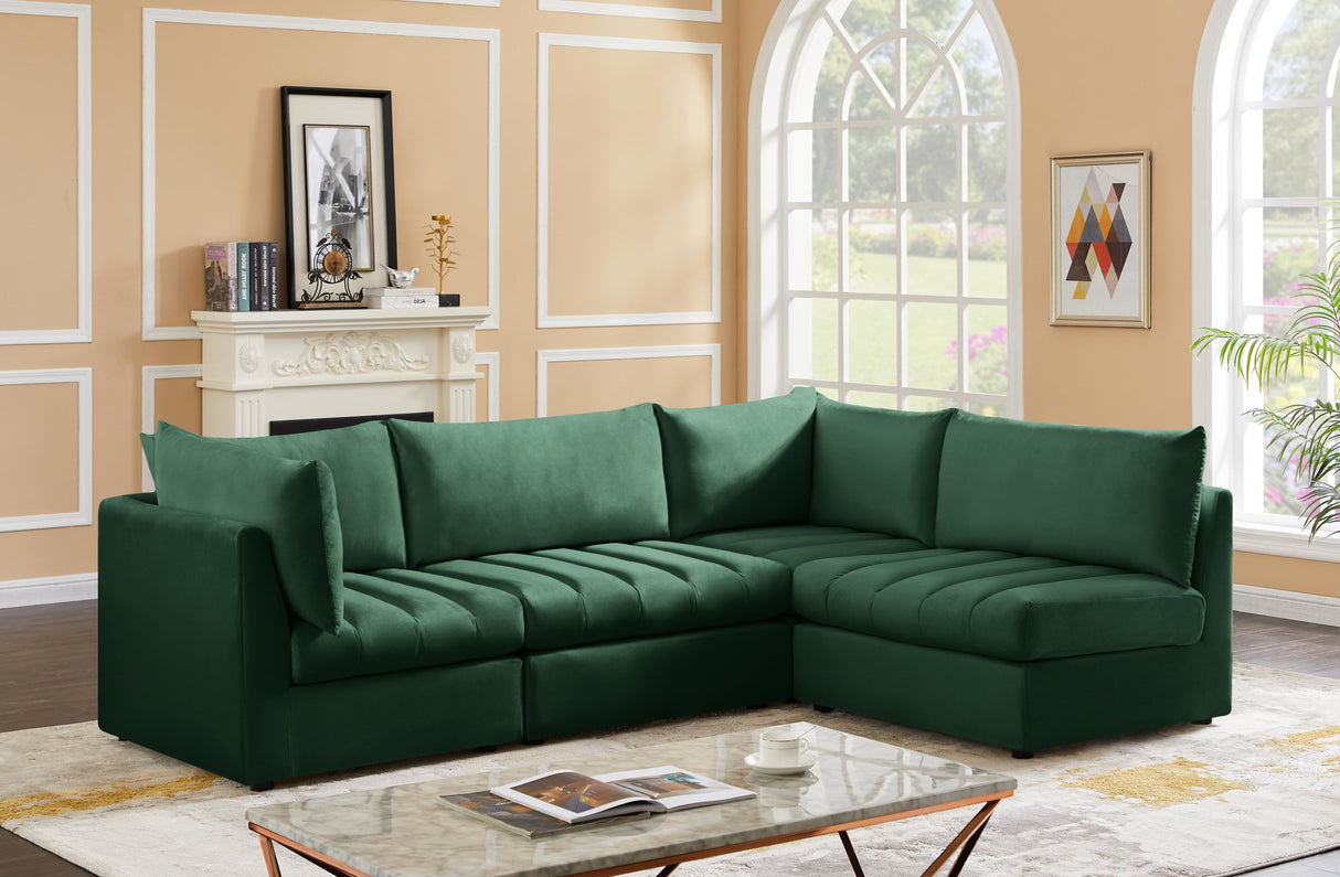 Jacob Green Velvet Modular Sectional - galleria furniture outlet
