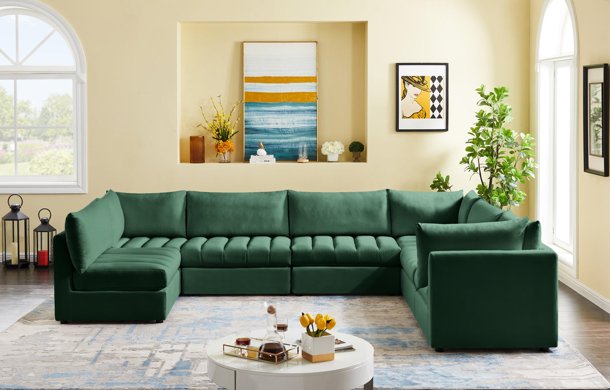 Jacob Green Velvet Modular Sectional - galleria furniture outlet