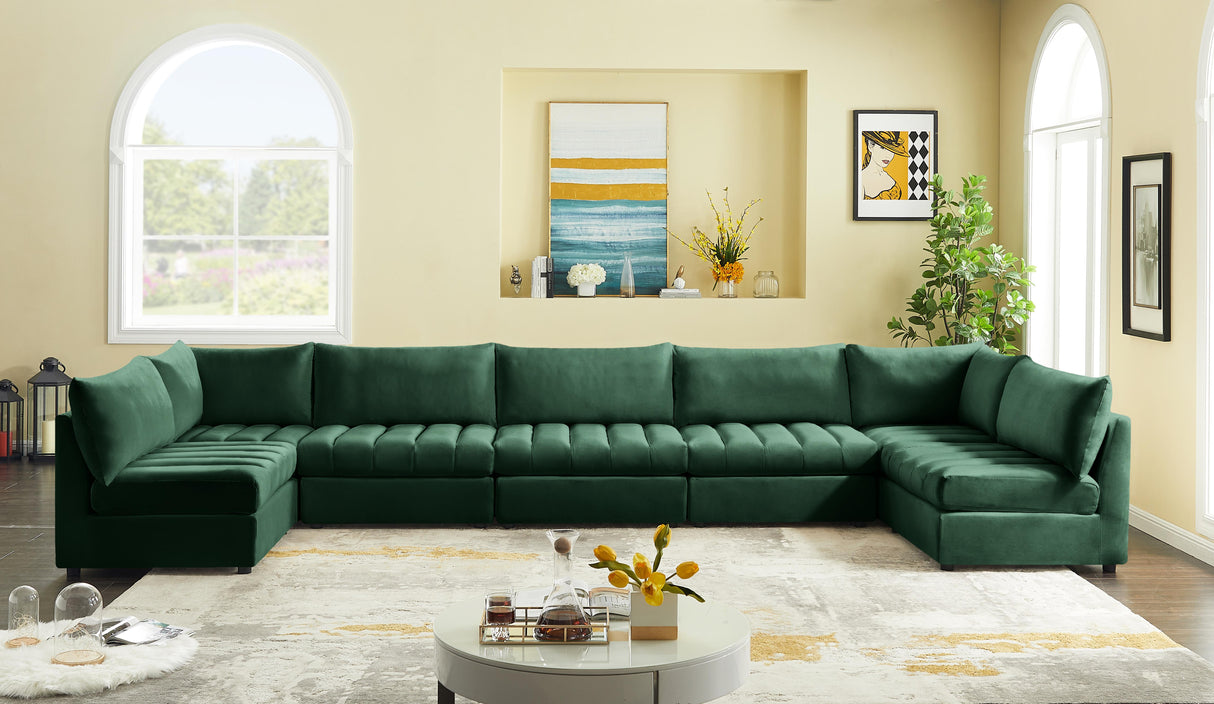 Jacob Green Velvet Modular Sectional - galleria furniture outlet