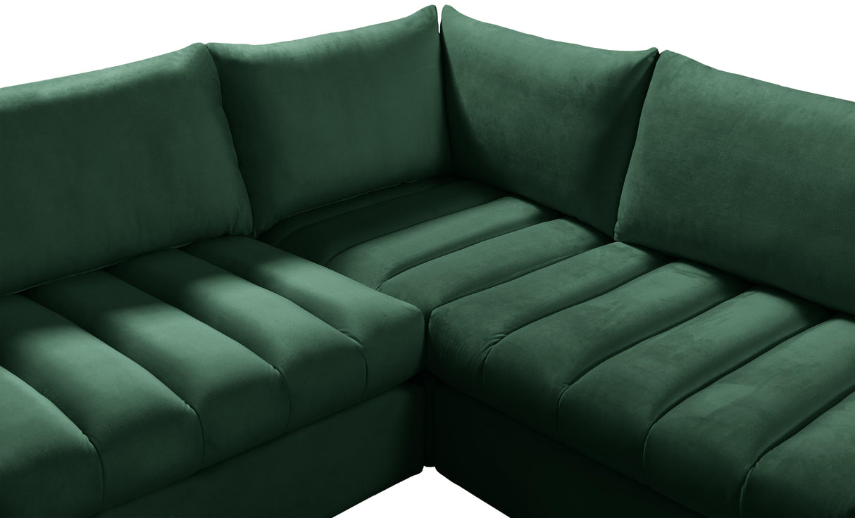 Jacob Green Velvet Modular Sectional - galleria furniture outlet