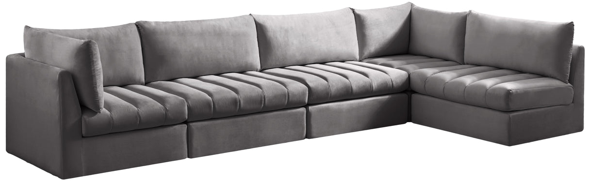 Jacob Grey Velvet Modular Sectional - galleria furniture outlet
