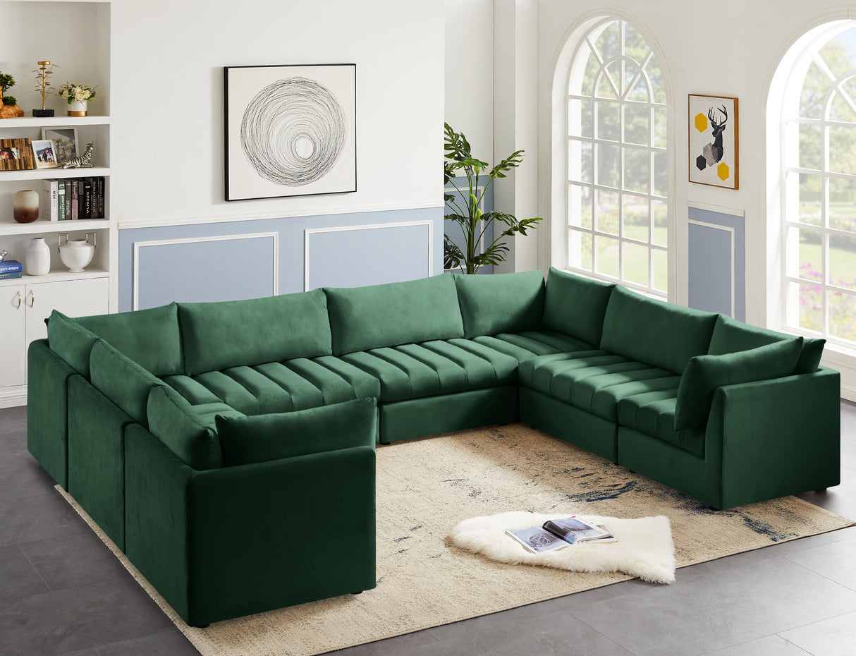 Jacob Green Velvet Modular Sectional - galleria furniture outlet