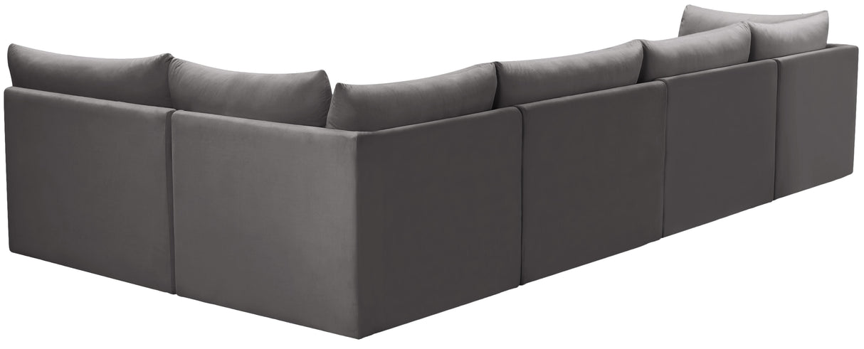 Jacob Grey Velvet Modular Sectional - galleria furniture outlet