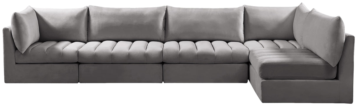 Jacob Grey Velvet Modular Sectional - galleria furniture outlet