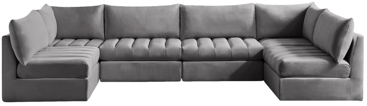 Jacob Grey Velvet Modular Sectional - galleria furniture outlet