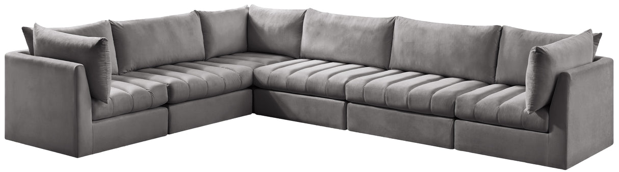 Jacob Grey Velvet Modular Sectional - galleria furniture outlet