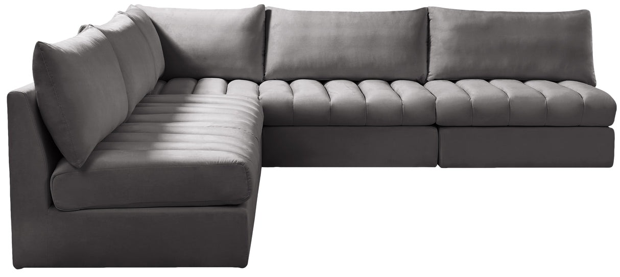 Jacob Grey Velvet Modular Sectional - galleria furniture outlet