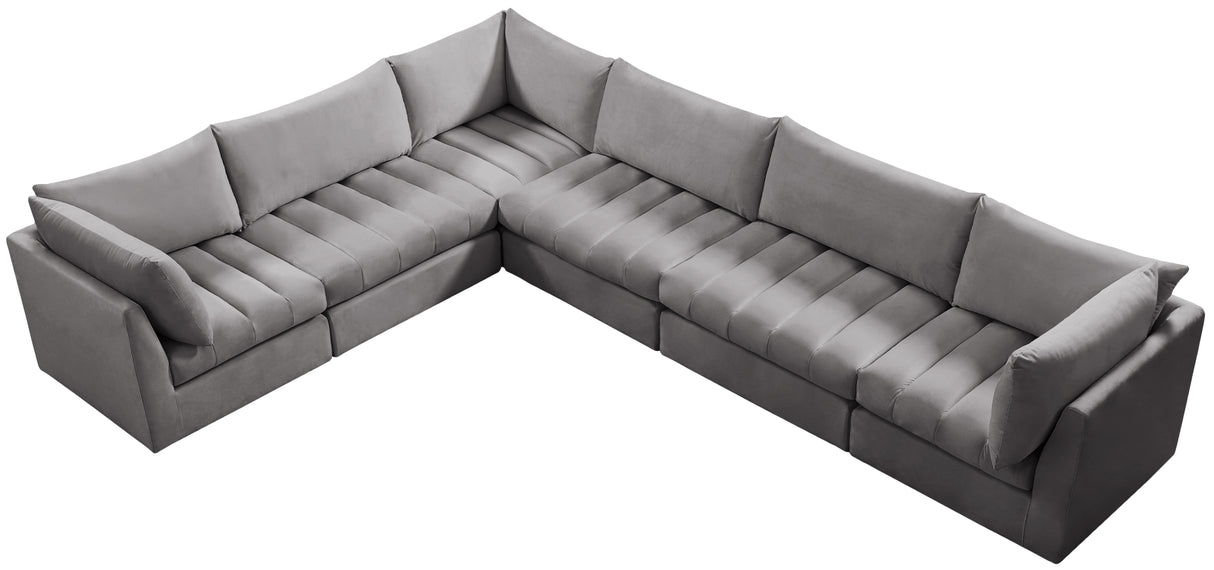 Jacob Grey Velvet Modular Sectional - galleria furniture outlet